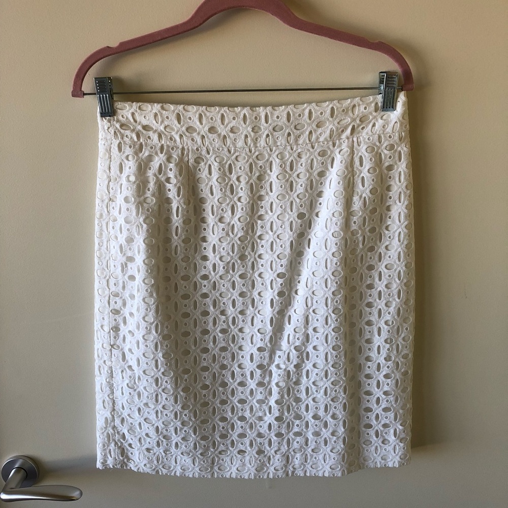 White Crochet Pencil Skirt